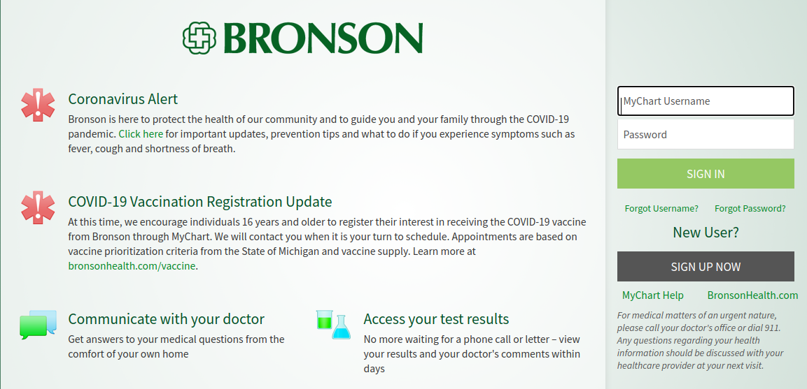 bronson mychart login guide